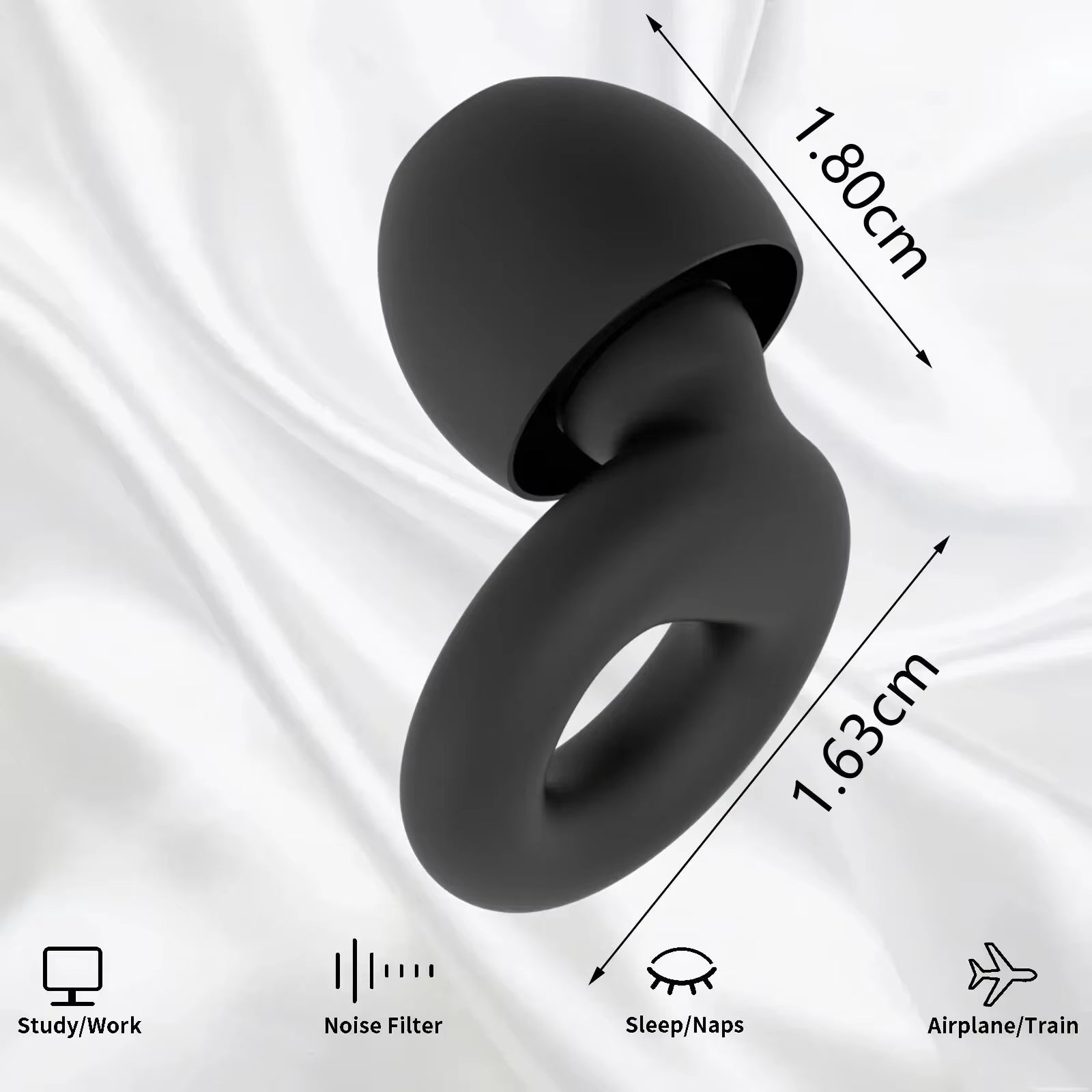 Super Soft Silicone Ear Plugs for Sleep,Swim, Work– Reusable Hearing Protection for Noise Reduction 8 Ear Tips in XS/S/M/L