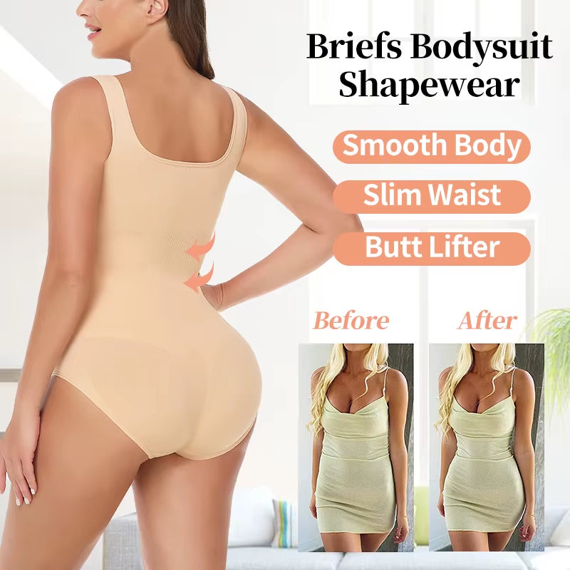 Bodysuit Women Shapewear Tummy Control Butt Lifter Body Shaper Smooth Invisible under Dress Slimming Underwear Low Neck Jumpsuit