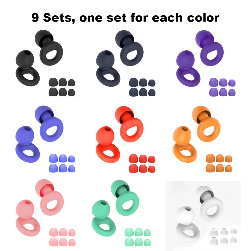 Super Soft Silicone Ear Plugs for Sleep,Swim, Work– Reusable Hearing Protection for Noise Reduction 8 Ear Tips in XS/S/M/L