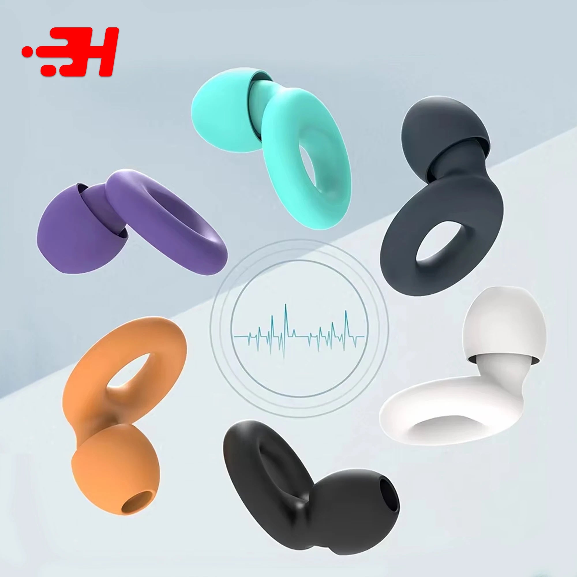 Super Soft Silicone Ear Plugs for Sleep,Swim, Work– Reusable Hearing Protection for Noise Reduction 8 Ear Tips in XS/S/M/L