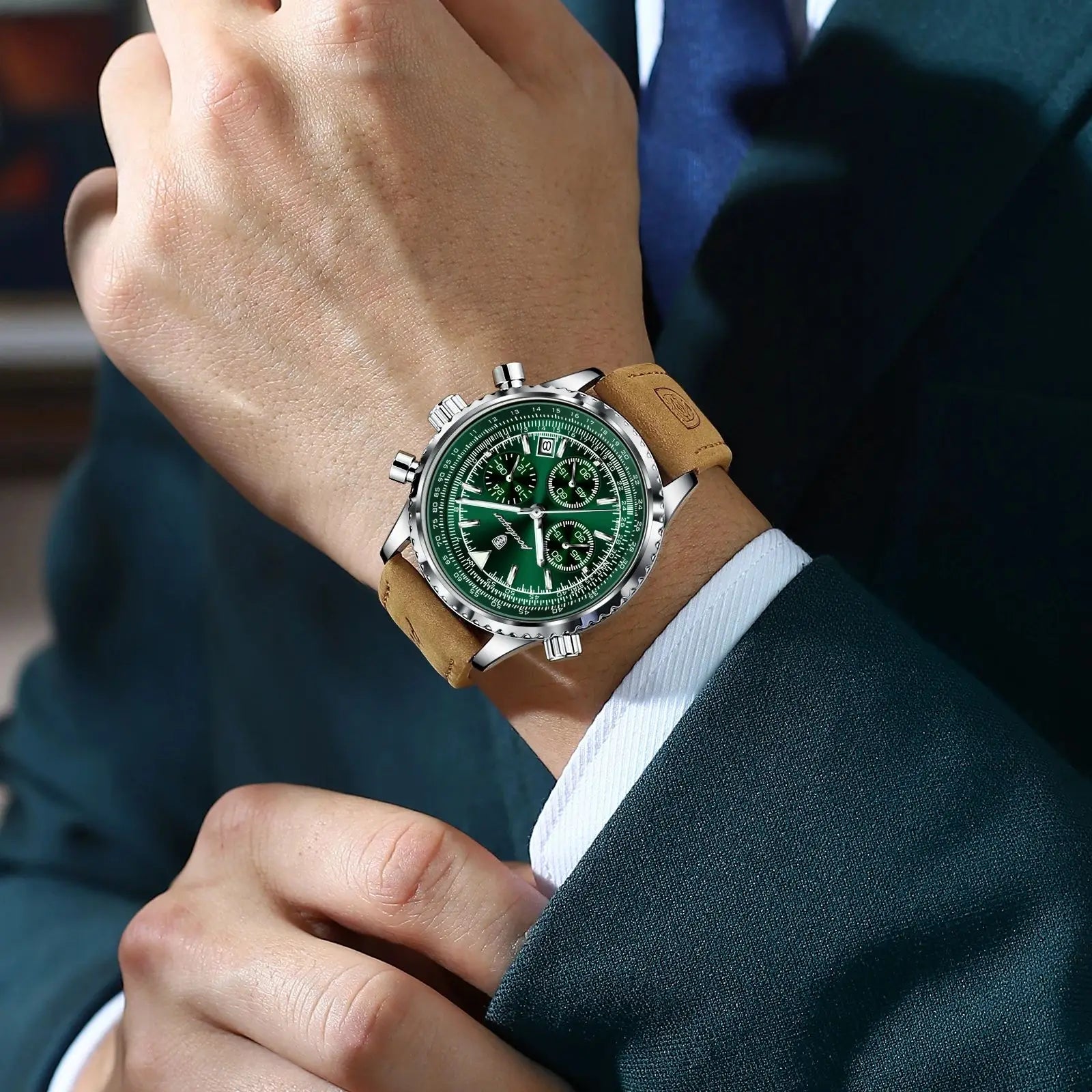 POEDAGAR Top Luxury Men Clock Waterproof Luminous Date Chronograph Sports Man Wristwatch Leather Men's Quartz Watches Male Reloj