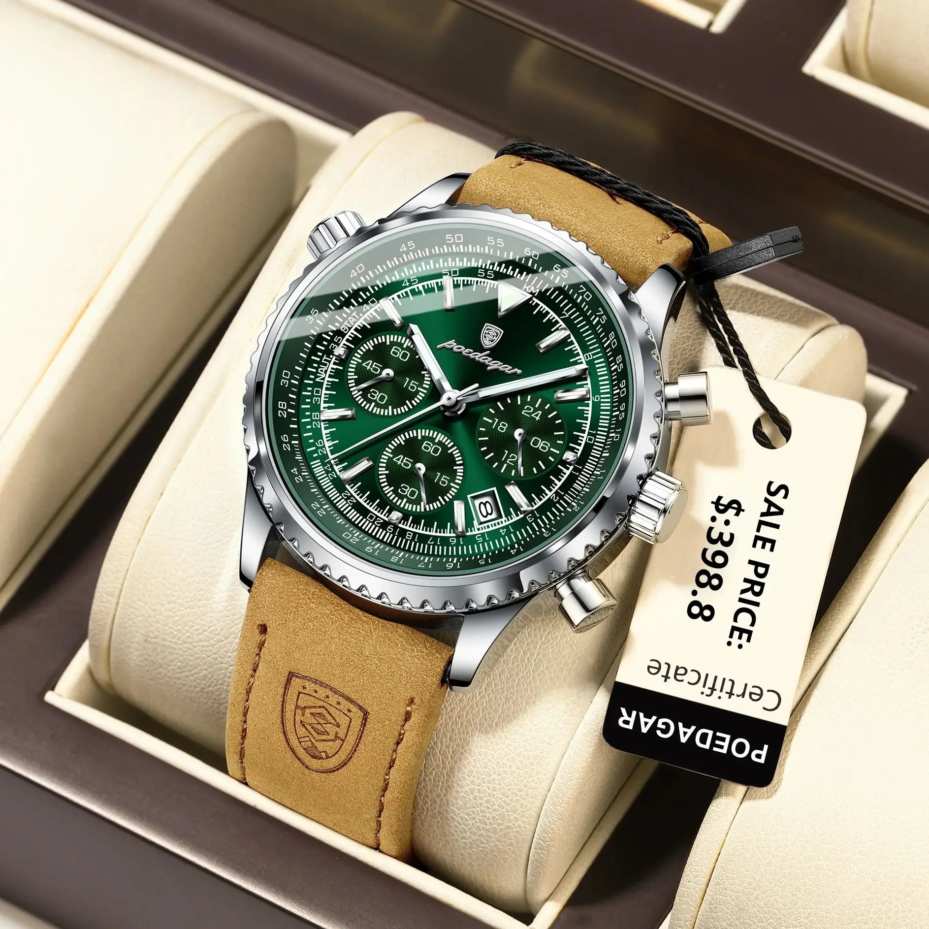 POEDAGAR Top Luxury Men Clock Waterproof Luminous Date Chronograph Sports Man Wristwatch Leather Men's Quartz Watches Male Reloj