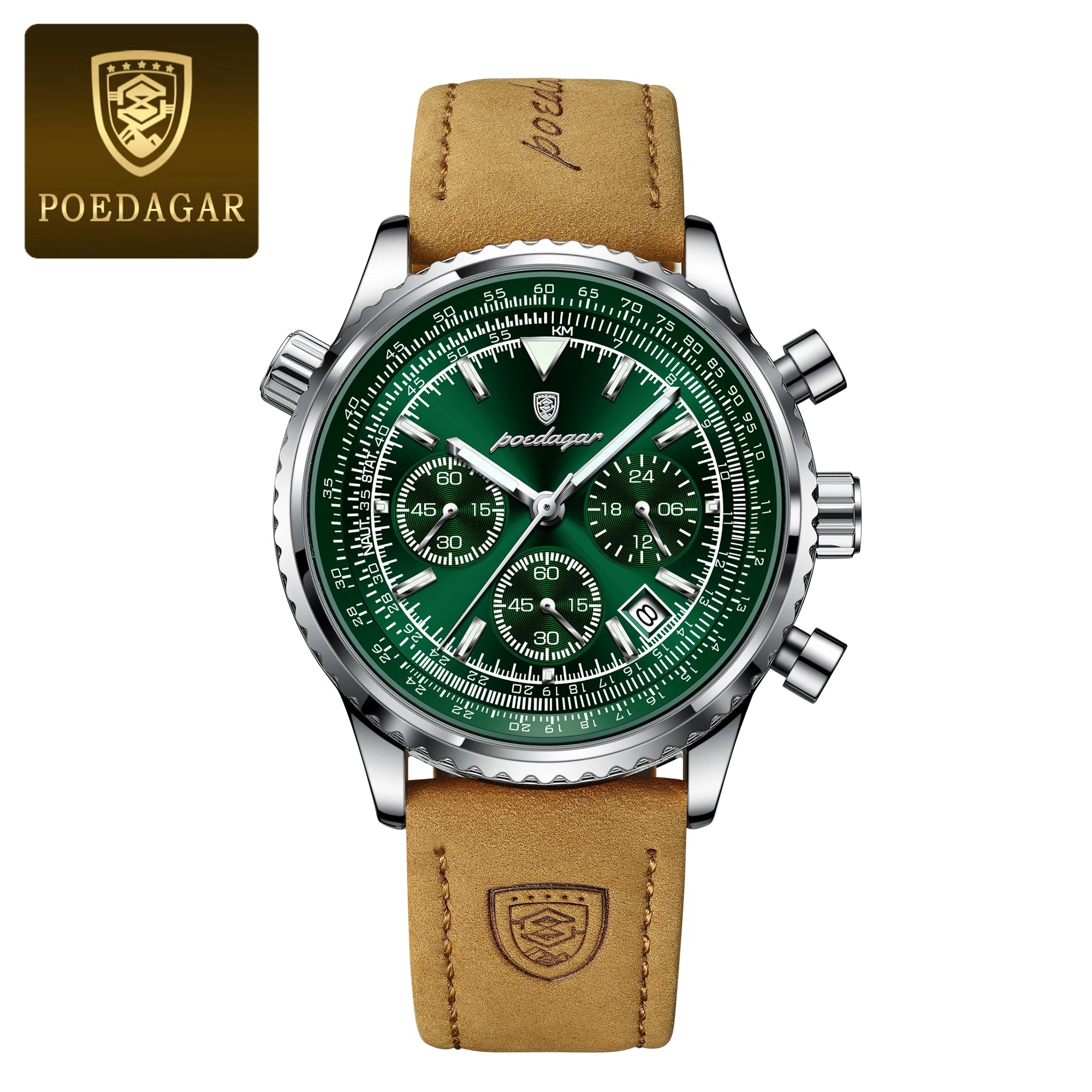 POEDAGAR Top Luxury Men Clock Waterproof Luminous Date Chronograph Sports Man Wristwatch Leather Men's Quartz Watches Male Reloj
