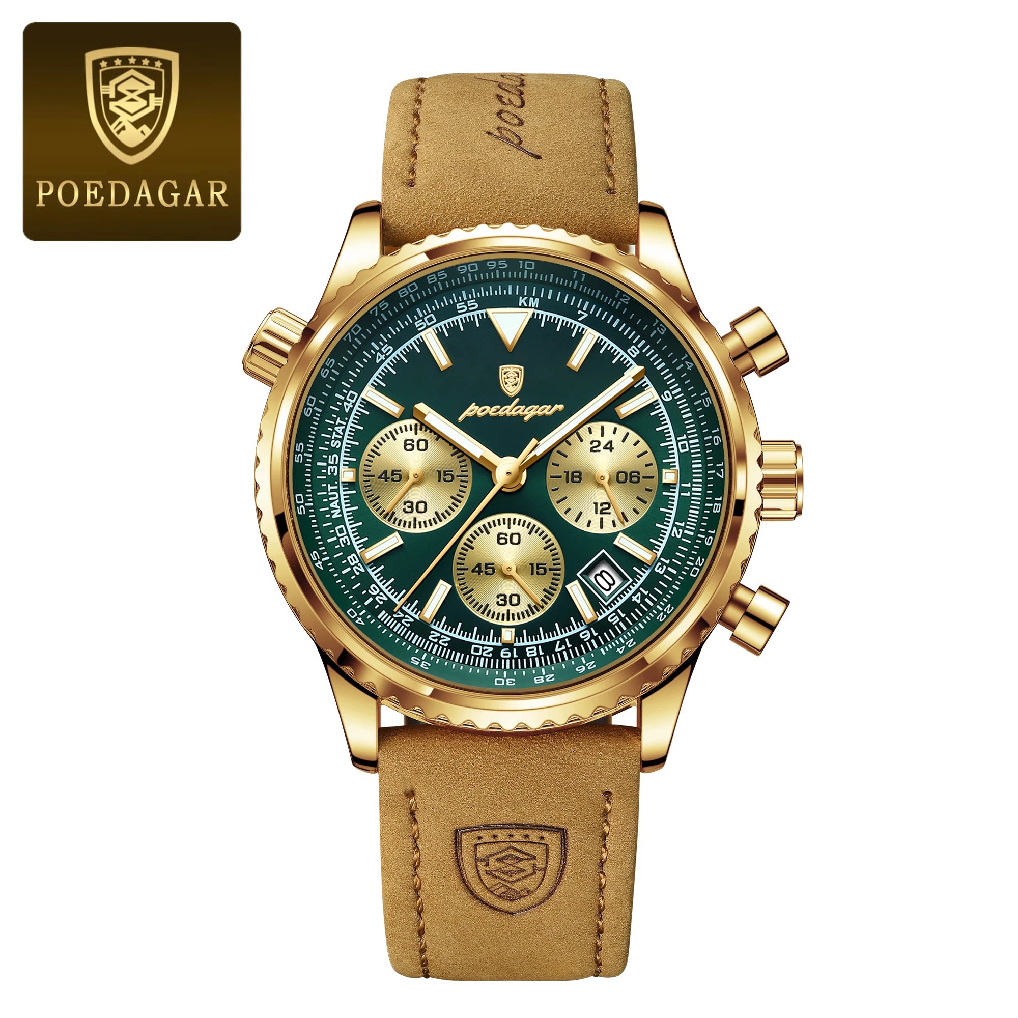 POEDAGAR Top Luxury Men Clock Waterproof Luminous Date Chronograph Sports Man Wristwatch Leather Men's Quartz Watches Male Reloj